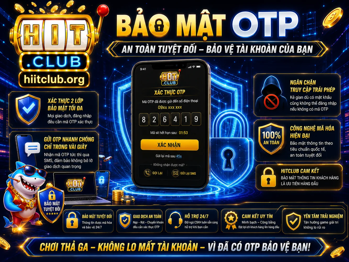 Bảo mật OTP khi đăng nhập HitClub